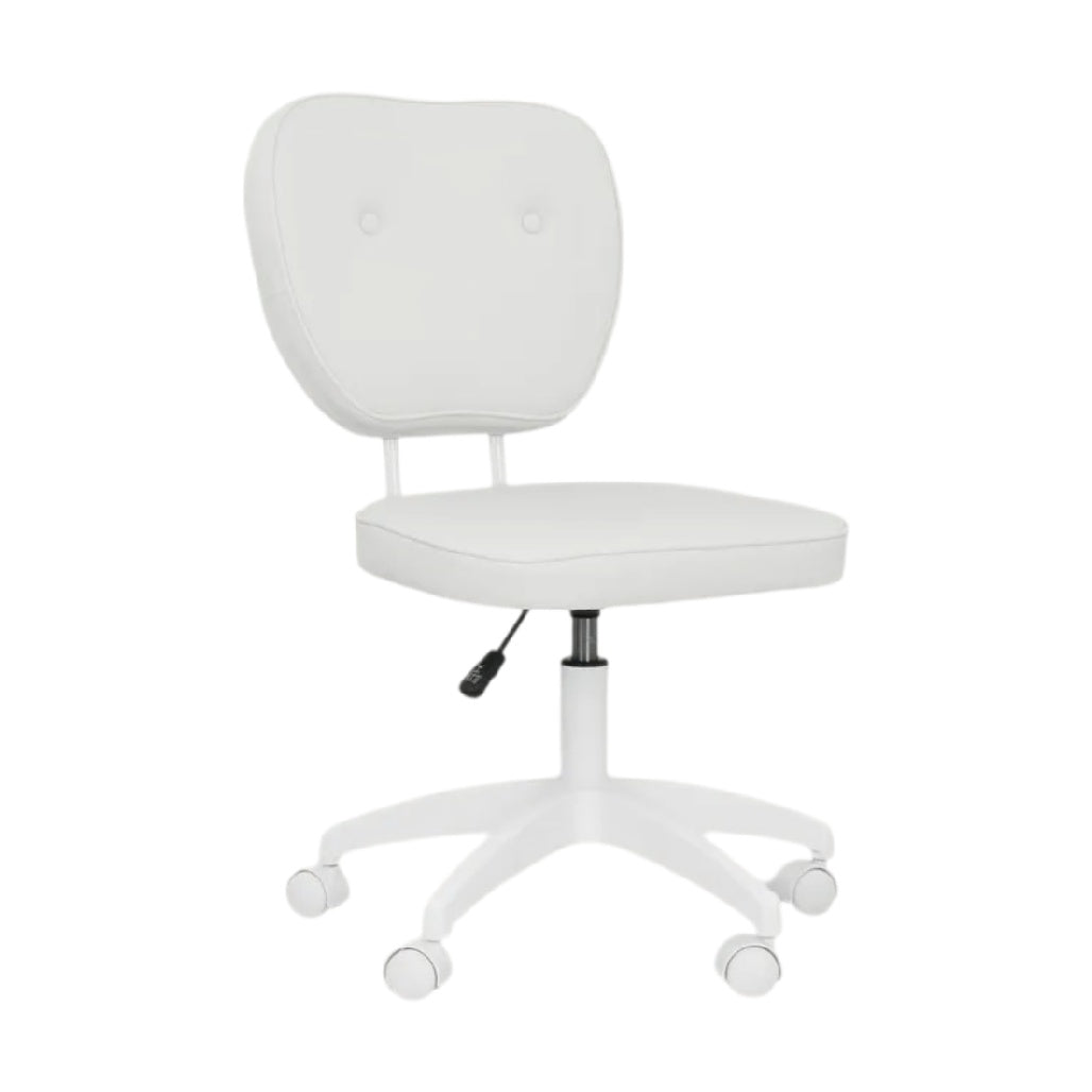 **Chaise de bureau mobile en cuir synthétique blanc avec hauteur réglable**