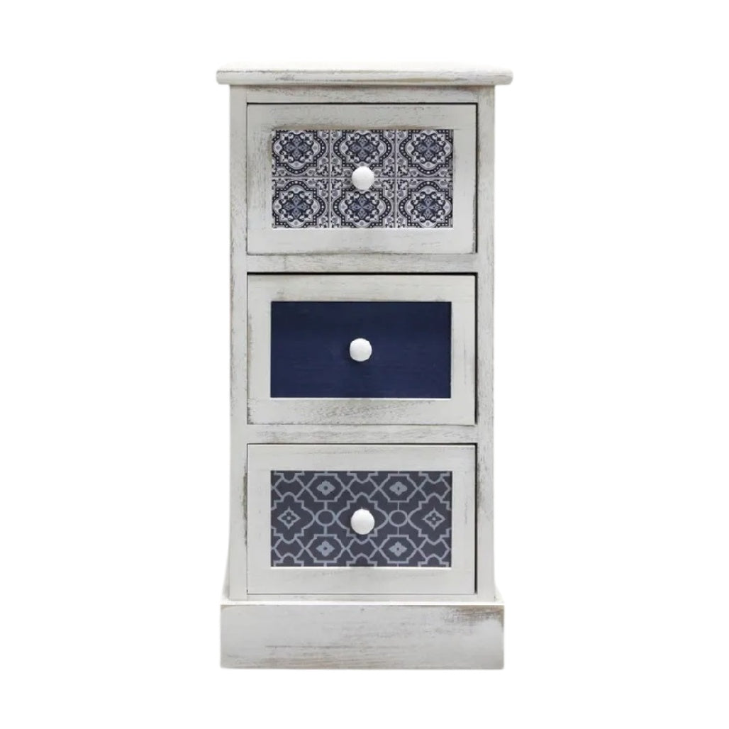 **Commode contemporaine à 3 tiroirs avec motifs géométriques**