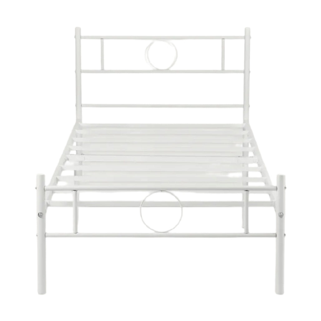 **Lit en métal blanc avec cadre minimaliste**